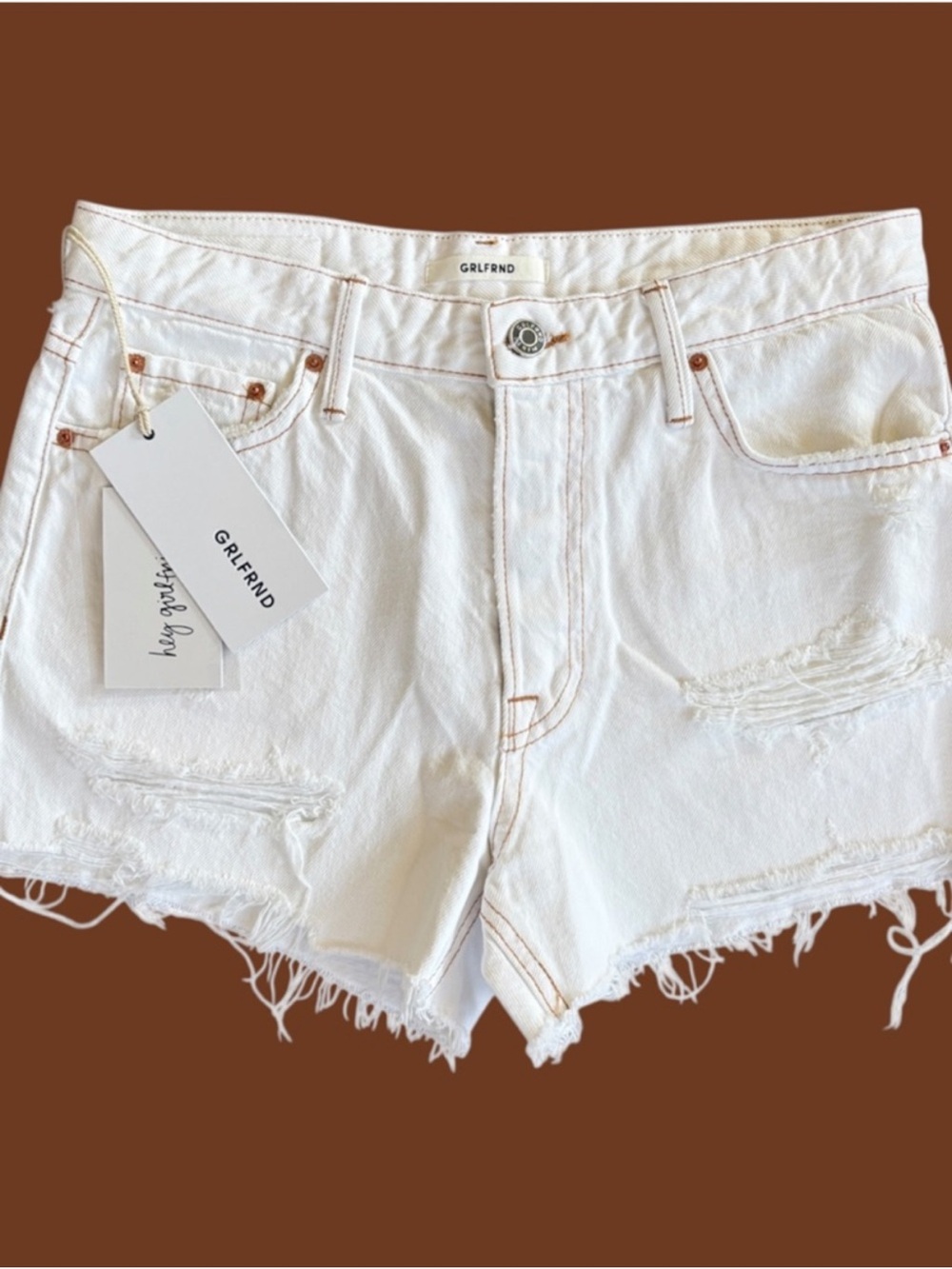 NWT GRLFRND The Helena Shorts Off-White Size 26